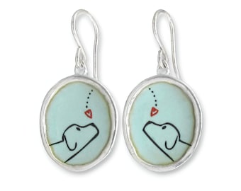 Love Dog Earrings - Sterling Silver Dog Dangles - Unique Dog Jewelry Gifts