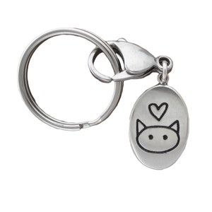 Sterlingzilveren kat sleutelhanger - Love Me Love My Cat-sleutelhanger - Zilveren kat sleutelhanger cadeau voor haar, hem of hen