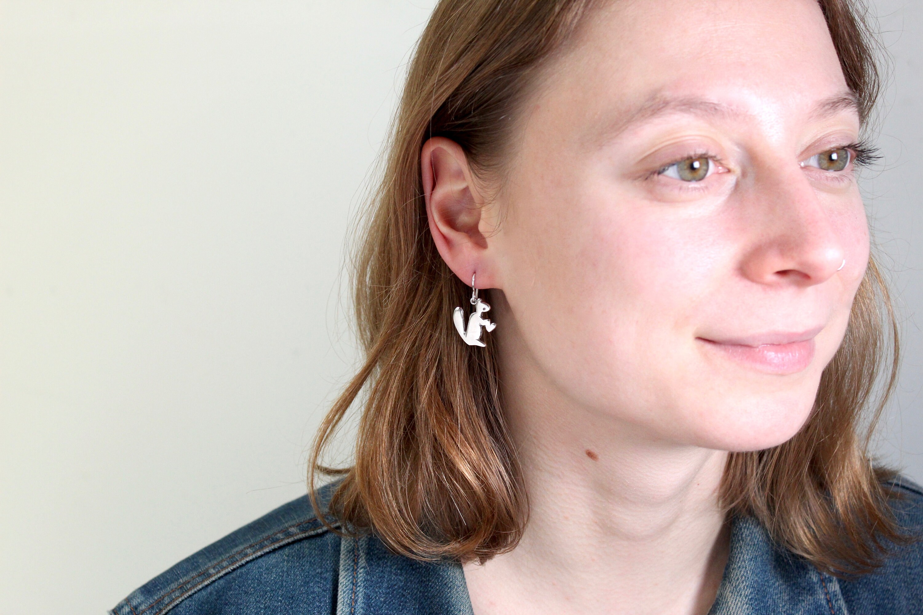 Boucles D'oreilles Argent Sterling 925 - Écureuil - Clous Linda Collection - NEUFS