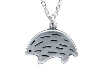 Sterling Hedgehog Charm Necklace - Silver Porcupine Pendant or Charm on Adjustable Sterling Chain