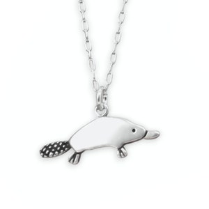 Sterling Silver Platypus Necklace - Cute Platypus Pendant - Platypus Charm on Adjustable Chain