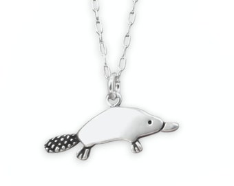 Sterling Silver Platypus Necklace Cute Platypus Pendant