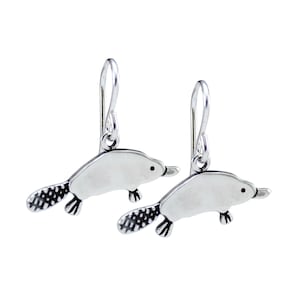 Platypus Earrings - Sterling Silver Platypus Earrings -  Platypus Charm Dangles