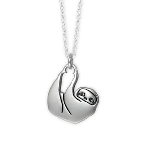 Little Sloth Charm Necklace - Sterling Silver Sloth Pendant or Charm on Adjustable Chain