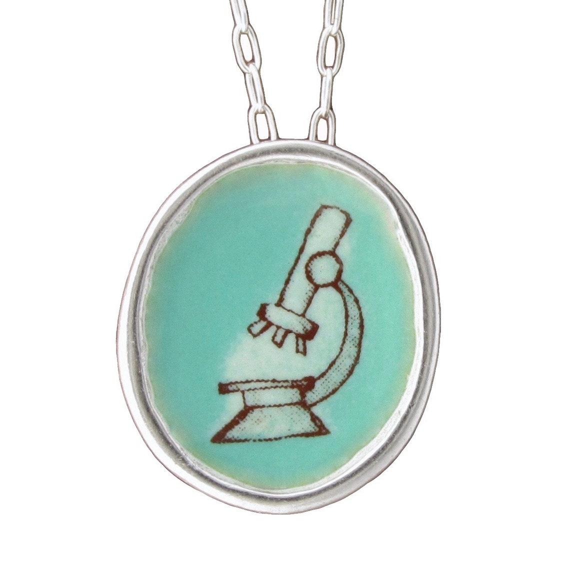Microscope Necklace Sterling Silver and Vitreous Enamel Etsy