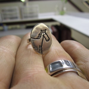 Horse Ring Sterling Silver Ring with Original Horse Drawing Horse Statement Ring image 4