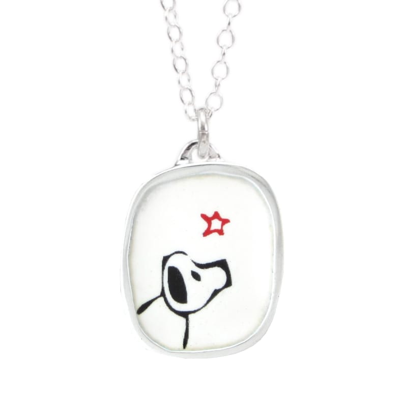 Dog Pendant Enamel and Silver Dog Necklace Sterling Silver and Vitreous Enamel image 1
