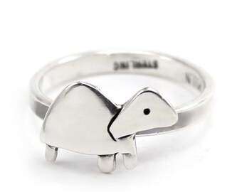 Sterling Silver Turtle Ring: Handmade Charm Ring