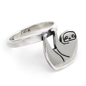 Sterling Silver Sloth Ring - Silver Sloth Ring - Sloth jewelry - Gift for Relaxing