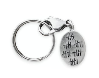 Sterling Silver Hash Mark Keychain – Personalized Anniversary, Birthday Gift