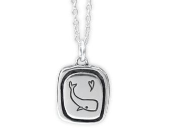 Sterling Silver Whale Portrait Necklace: Ocean Lover Gift