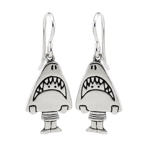 Shark Earrings - Sterling Silver Shark Mask Earrings