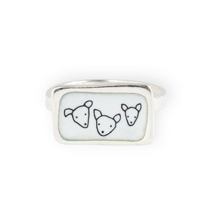 Sterling Silver Dog Pack Ring in Whole Sizes 6 through 11 - Dog Jewelry