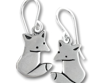 Sterling Silver Fox Earrings: Petite Wild Animal Jewelry