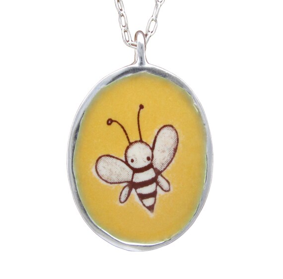 Bee Necklace and Flower Necklace Reversible Bee Pendant | Etsy