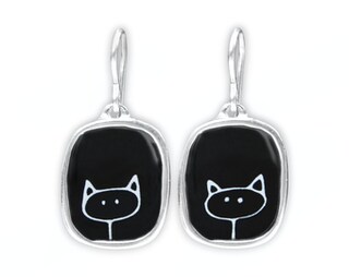 Orecchini A Gatto Con Note Musicali ONE FINITY – Argento 925, Ipoallergenici, Regalo Per Amanti Di Gatti E Musica