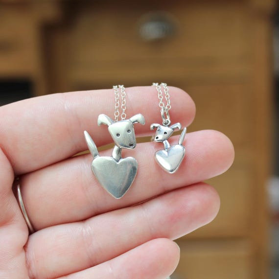 Sterlingzilveren hanger hond moeder | Ketting vrouw en hond aan schommel - België