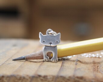 Collana D'argento Con Gattino A Forma Di Cuore - Lo - Foto 12