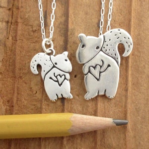 Mother Daughter Squirrel Charm Necklace Set Sterling Silver Squirrel Pendants on Adjustable Sterling Chains image 2
