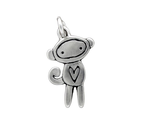Sterling Silver Monkey Pendant Tiny Monkey Necklace