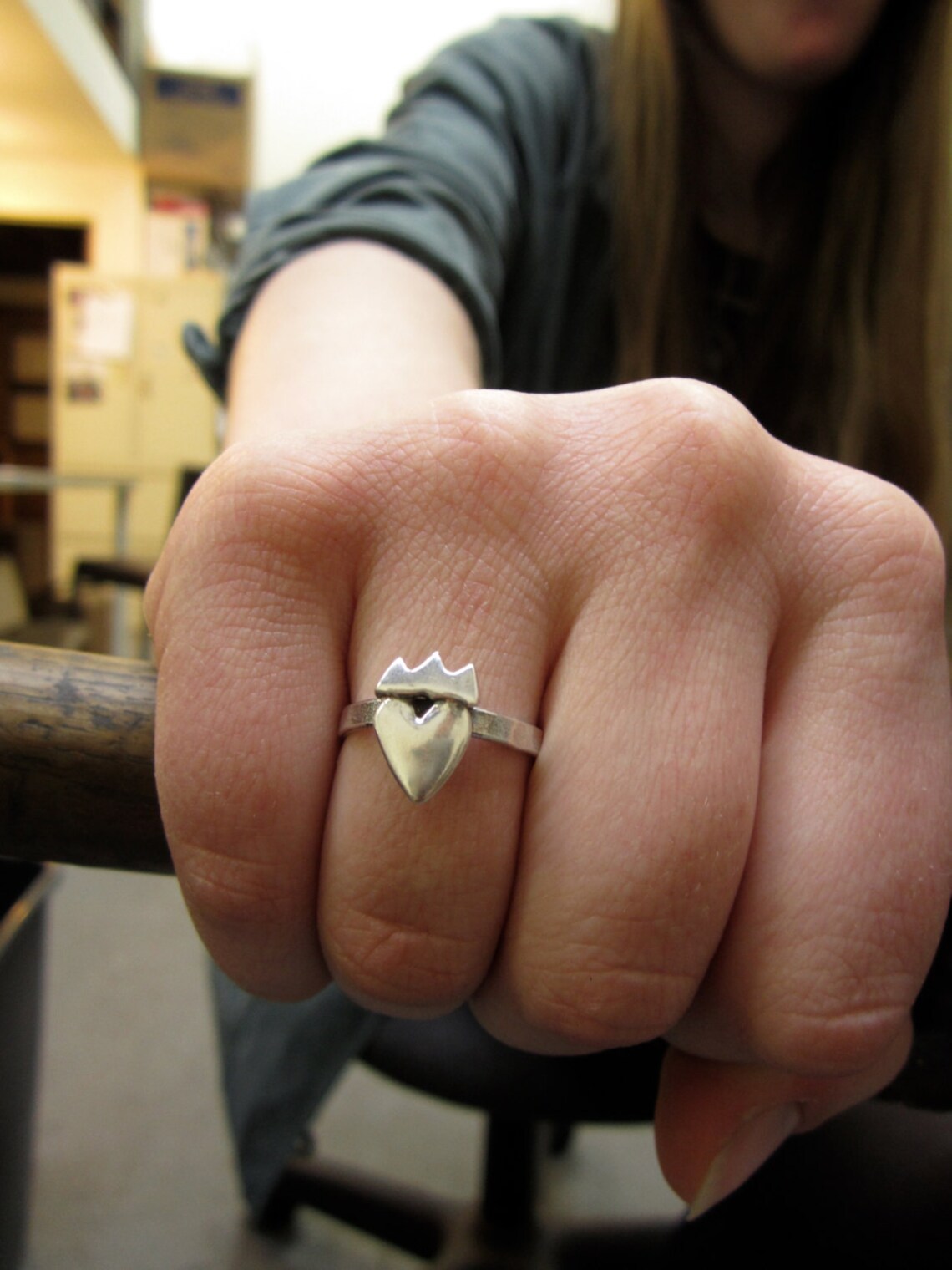 Little Sterling Silver Crown Heart Ring Princess Ring Etsy