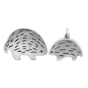 Mother and Son or daughter Hedgehog Charm Necklace Set Mother's Day Gift Sterling Silver Porcupine Pendants on Adjustable Sterling Chains image 1