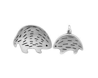 Mother and Son or daughter Hedgehog Charm Necklace Set- Mother's Day Gift- Sterling Silver Porcupine Pendants on Adjustable Sterling Chains