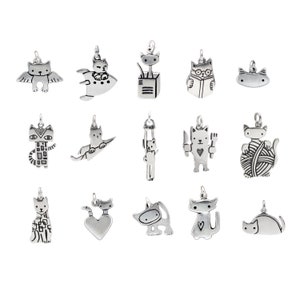 Cat Charm Choose Your Own Charm Extra Charm for Charm Bracelet Sterling Silver Cute Kitty Charm Add On image 3