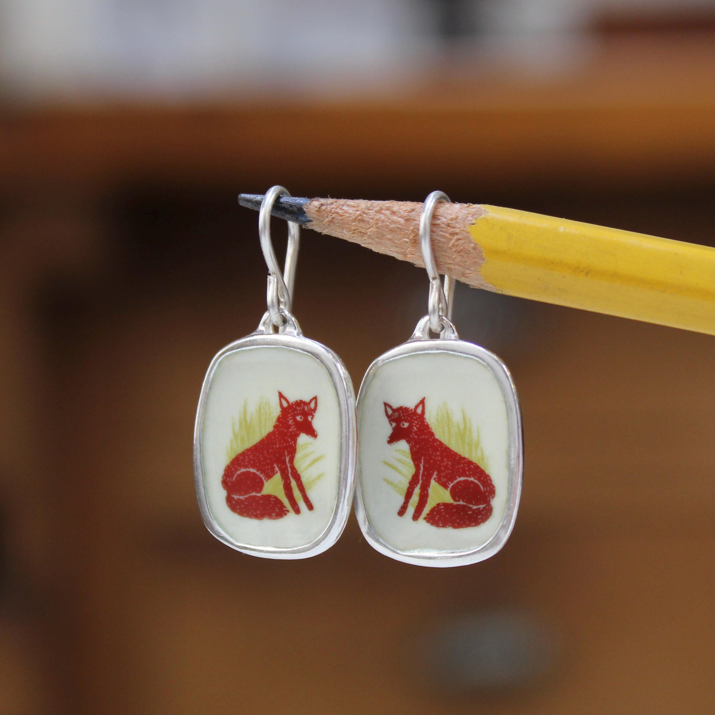 Orecchini pettirosso coppia e cuore , piccoli orecchini pettirosso