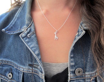 Sterling Silver Giraffe Charm Necklace 