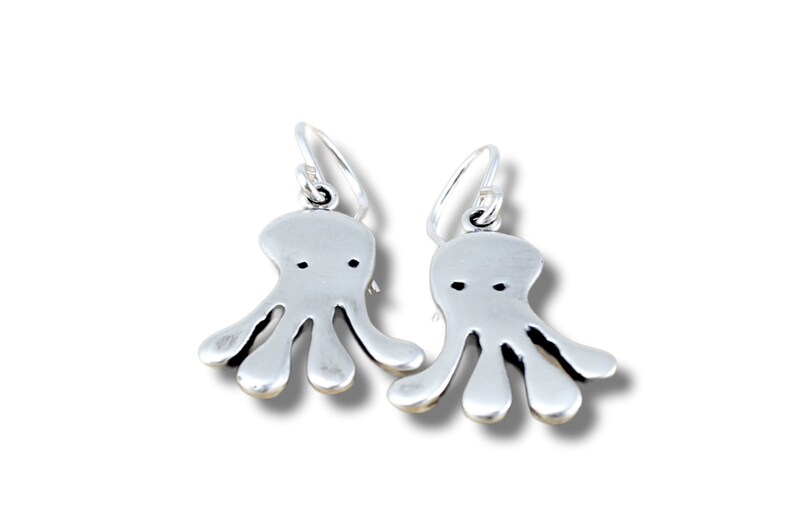 Sterling Silver Octopus Earrings Silver Charm Dangle Earrings image 3