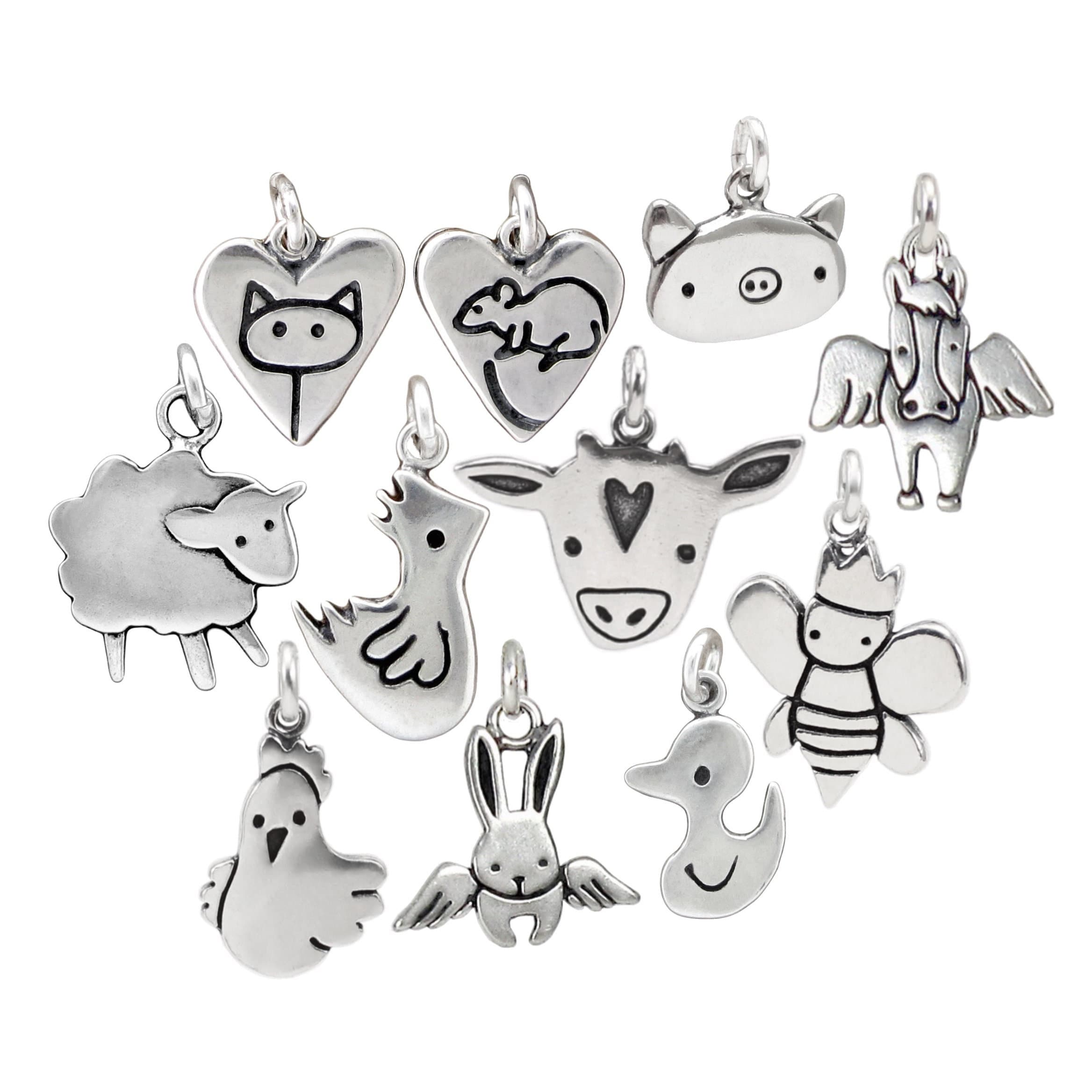 MEETCCY Sterling Silver Animal Charm Beads - Giraffe, Butterfly, Unicorn, Cat, Dog Charms For Bracelets