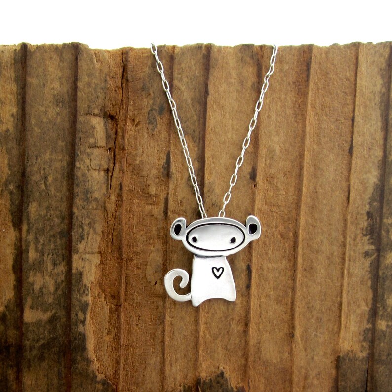 Mother Daughter Monkey Necklace Set Silver Monkey Pendants Etsy