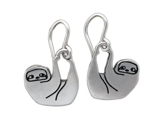 Little Sloth Earrings - Sterling Silver Sloth Earrings