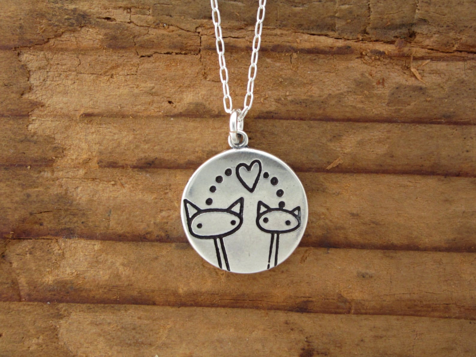Dog and Cat Necklace Reversible Sterling Silver Dog and Cat Etsy