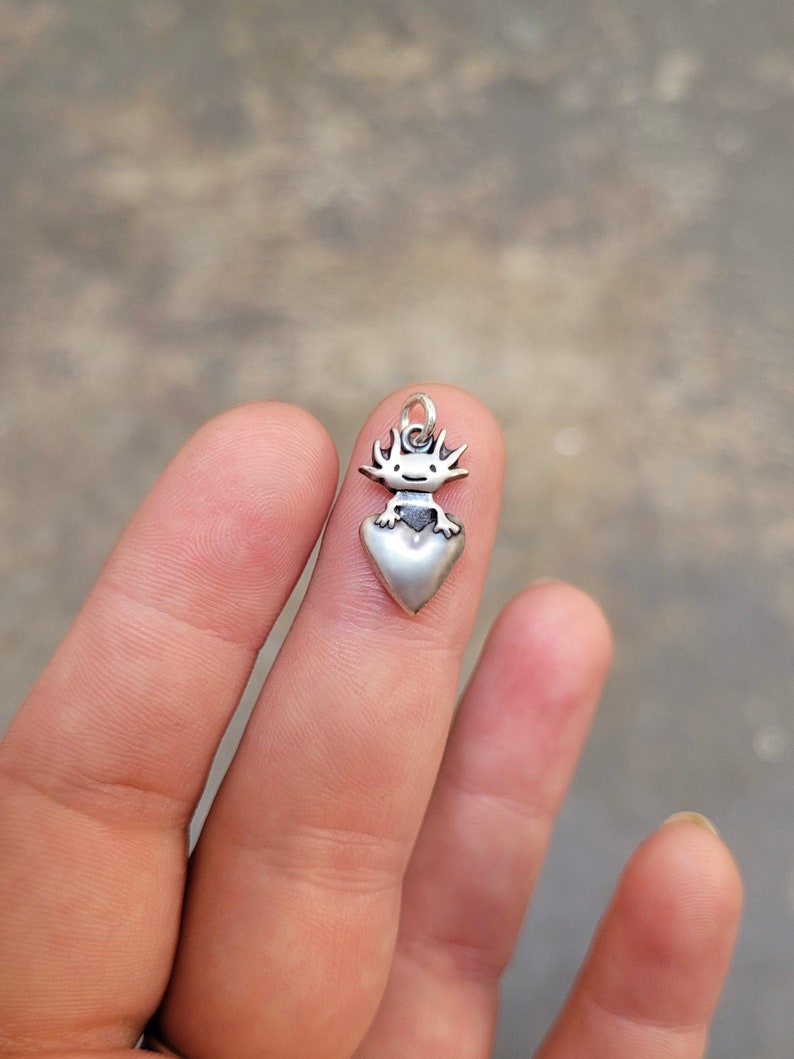 Tiny Axolotl Charm Small Detailed and Adorable Solid Sterling Silver Axolotl Charm image 6