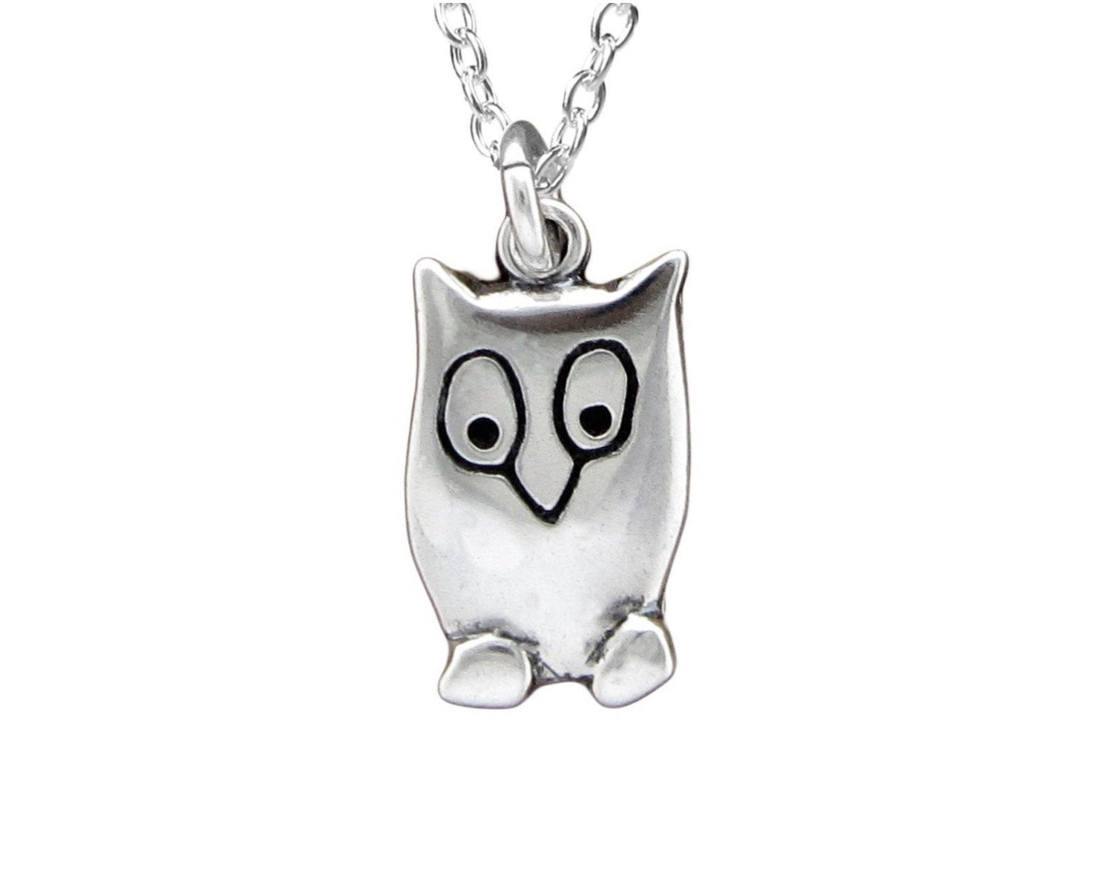 Sterling Silver Owl Charm Necklace: Adjustable Chain