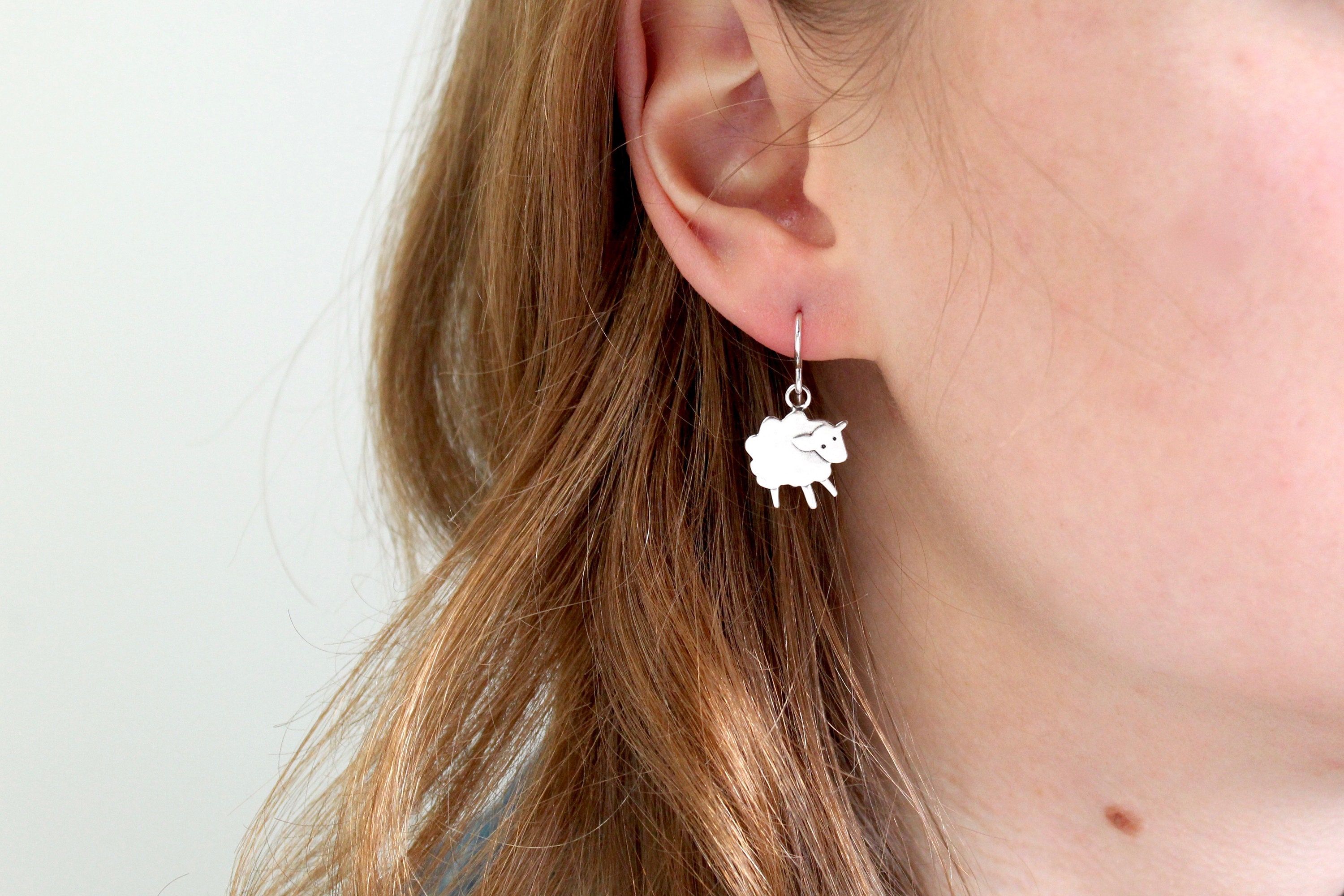 Sheep Earrings - Sterling Silver Lamb Earrings - Etsy