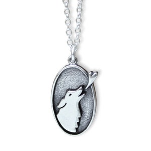 Sterling Silver Howling Wolf Pendant on Adjustable Chain - Wolf Jewelry