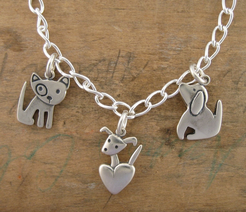 Puppy Love Charm Bracelet Sterling Silver Dog Bracelet Etsy