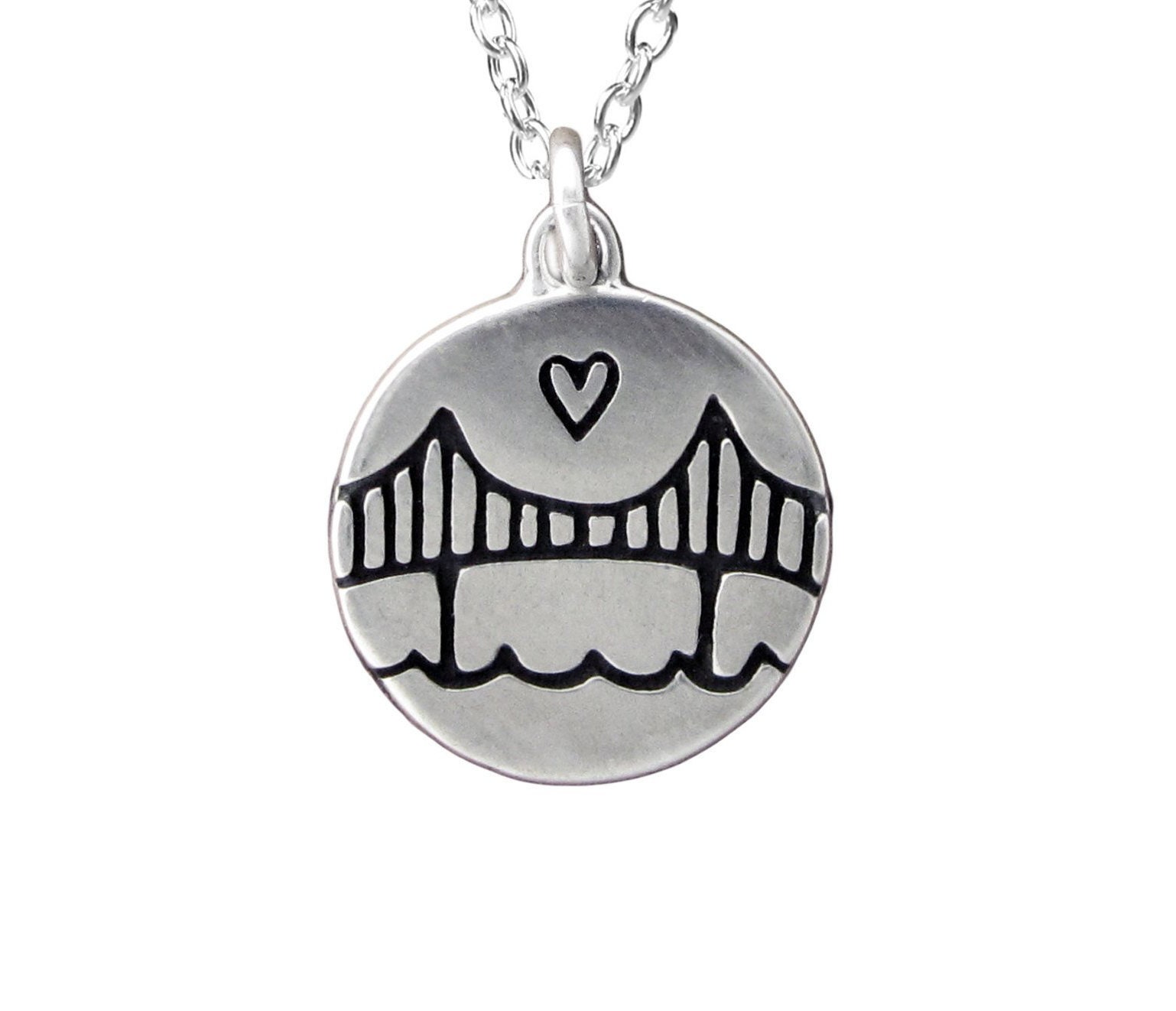 Golden Gate Bridge San Francisco 1" Pendant with Sterling Silver Plated Chain Golden Gate Bridge San Francisco 1" Pendant with Sterling Silver Plated Chain