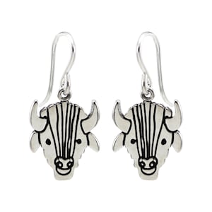 Sterling Silver Buffalo Earrings: Western Bison Jewelry