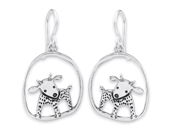Sterling Silver Goat Hoop Earrings: Handmade Animal Jewelry