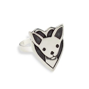 Sterling Silver Chihuahua Ring - Chihuahua Love Forever -  Gift for Dog Lovers