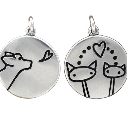 Dog and Cat Necklace Reversible Sterling Silver Dog and Cat Etsy