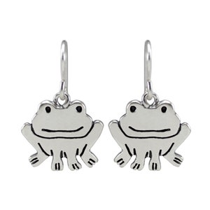 Frog Earrings - Sterling Silver Frog Earrings - Adorable Frog Gift