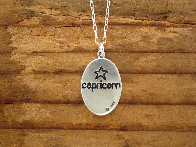 Super Cute Capricorn Necklace Sterling Silver Zodiac Charm Capricorn Medallion Necklace on Adjustable Chain image 4