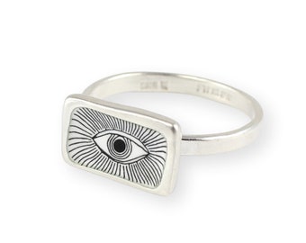 Sterling Silver Evil Eye Ring in Sizes 6 through 11