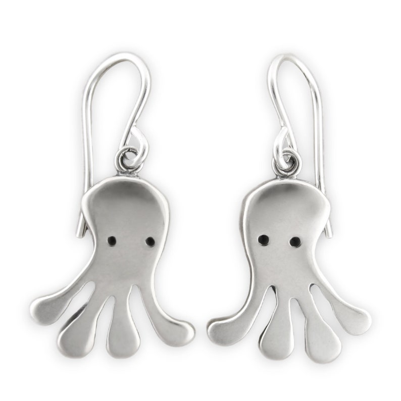 Sterling Silver Octopus Earrings Silver Charm Dangle Earrings image 1