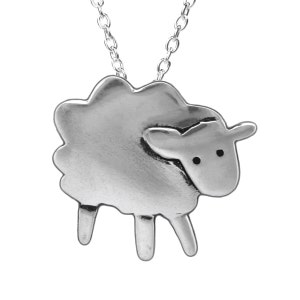 Sterling Silver Sheep Charm Necklace - Silver Lamb Pendant on Adjustable Sterling Chain